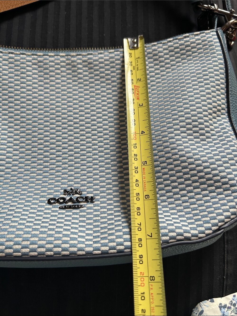 Coach Blue and Tan Woven Shoulder Bag - Picture 4 of 4